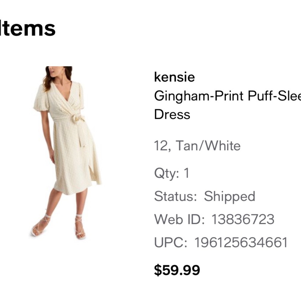 Gingham Cream Dress